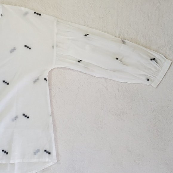 Woven by Synergy White Blouse Drop-Shoulders Size Small - Picture 7 of 9